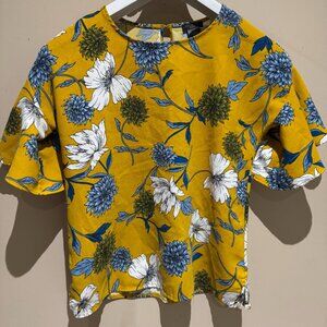 Ann Taylor Yellow Floral blouse xs